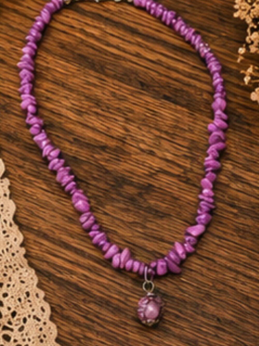 Purple Stone Chip Necklace
